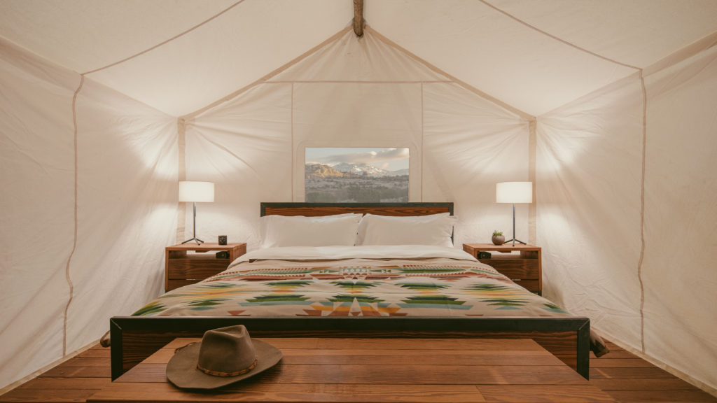 Interiors at the ULUM hotel by Under Canvas in Moab, Utah